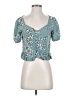 ABound 100% Viscose Teal Short Sleeve Blouse Size XS - photo 1