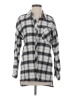 Miss Posh Plaid Silver Long Sleeve Button-Down Shirt Size S - photo 1
