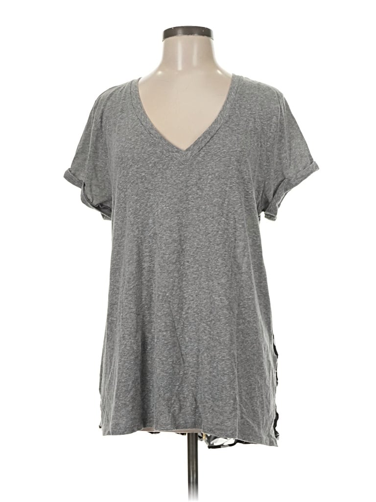 Pre-owned T.la Short Sleeve Top Gray V Neck Tops