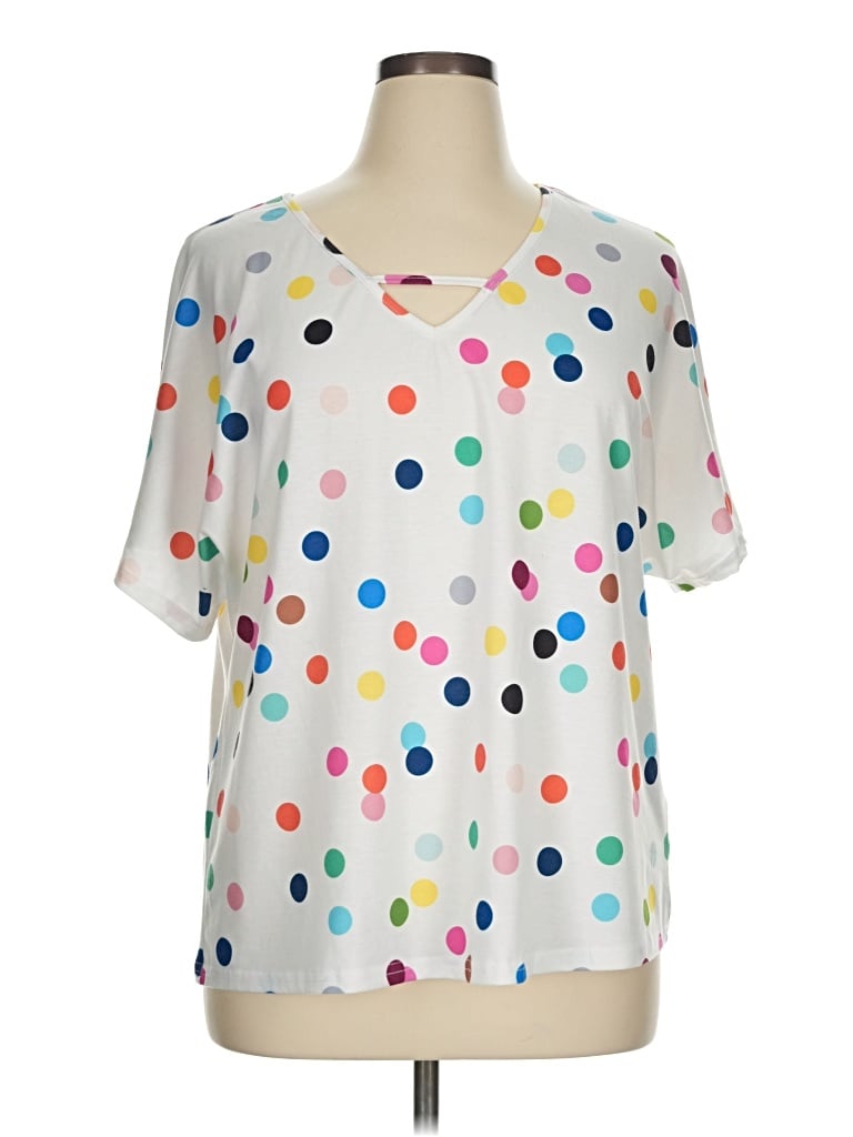 Pre-owned Bloomchic Short Sleeve Blouse In White