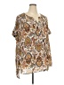 DR2 100% Polyester Paisley Brown Short Sleeve Blouse Size 2X - photo 2