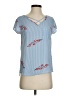 Pink Rose Blue Short Sleeve Blouse Size S - photo 1