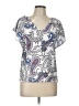 Ann Taylor LOFT Paisley Silver Ivory Short Sleeve Blouse Size L - photo 1