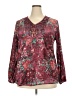 Unbranded 100% Polyester Floral Burgundy Long Sleeve Blouse Size 3X - photo 2