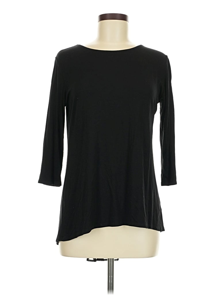Pre-owned Kim & Cami 3/4 Sleeve Top Black Boatneck Tops