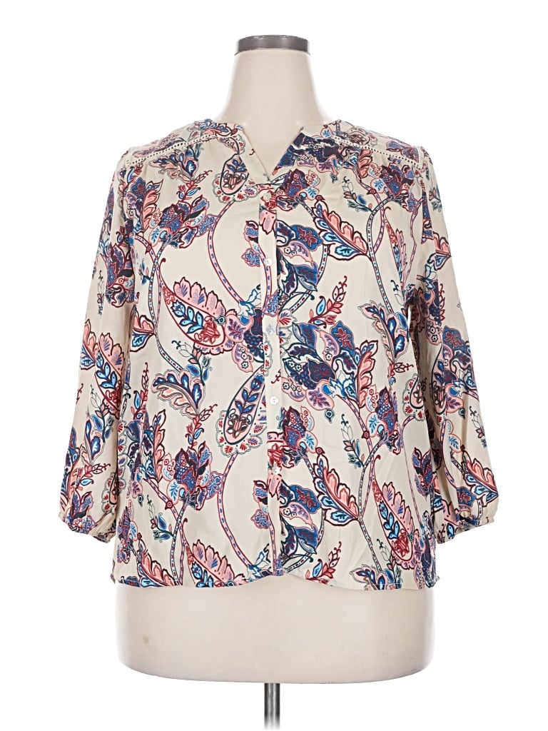 Pre-owned Beacon 3/4 Sleeve Blouse In White