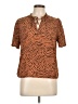 Nine West 100% Polyester Animal Print Brown Short Sleeve Blouse Size L - photo 1