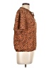 Nine West 100% Polyester Animal Print Brown Short Sleeve Blouse Size L - photo 4