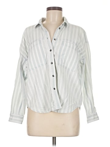 American Eagle Outfitters 3/4 Sleeve Button-Down Shirt (view 1)