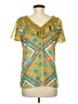 Cato 100% Polyester Yellow Short Sleeve Blouse Size M - photo 2