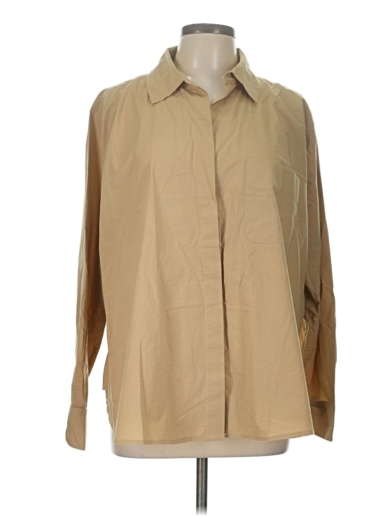 Pre-owned French Connection Long Sleeve Blouse In Tan