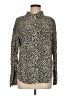 Something Navy Animal Print Black Long Sleeve Blouse Size M - photo 1