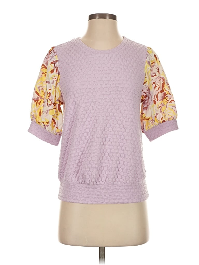 Pre-owned Porridge Short Sleeve Top Purple Crew Neck Tops