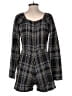 Slate & Willow 100% Rayon Plaid Black Romper Size S - photo 2