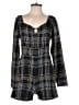 Slate & Willow 100% Rayon Plaid Black Romper Size S - photo 1
