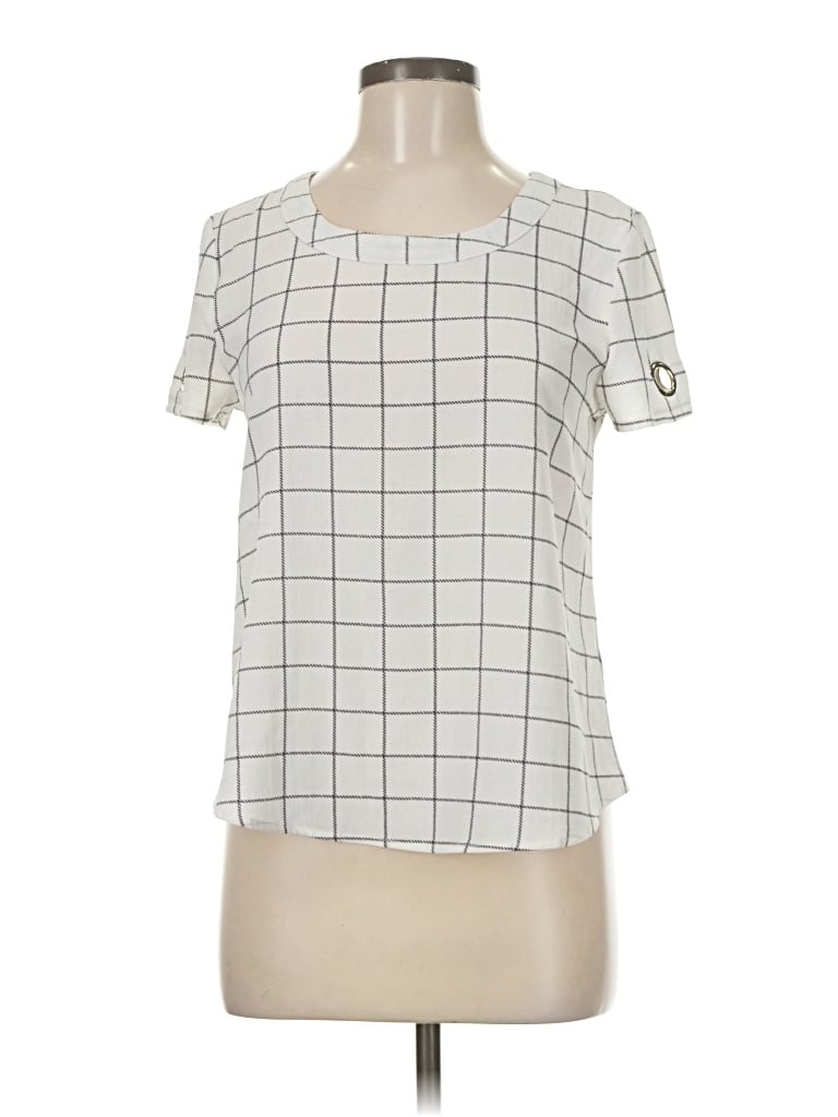 Pre-owned Mine Short Sleeve Blouse In White
