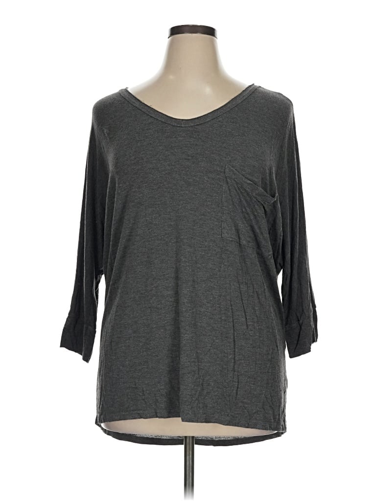 Pre-owned Kim & Cami 3/4 Sleeve T-shirt In Gray