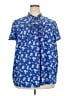 Lane Bryant 100% Polyester Blue Short Sleeve Blouse Size 22 - photo 1
