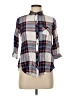 Bongo 100% Rayon Plaid Gray 3/4 Sleeve Button-Down Shirt Size M - photo 1