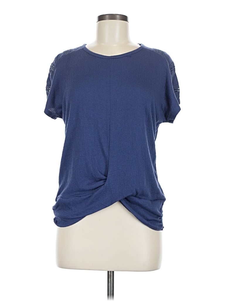 Pre-owned Como Blu Short Sleeve Top Blue Crew Neck Tops