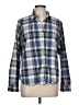 Erika 100% Cotton Plaid Blue Long Sleeve Button-Down Shirt Size L - photo 1