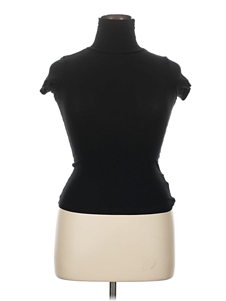 Pre-owned Dazy Short Sleeve Turtleneck In Black