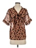 Cotélac 100% Polyester Brown Short Sleeve Blouse Size Sm (1) - photo 1