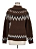 Unbranded 100% Polyester Chevron-herringbone Brown Turtleneck Sweater Size M - photo 1
