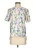 Prabal Gurung Collective 100% Polyester Floral Silver Short Sleeve Blouse Size 4 - photo 1