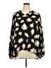 Spin 100% Polyester Animal Print Black Long Sleeve Blouse Size XXL (estimated) - photo 1