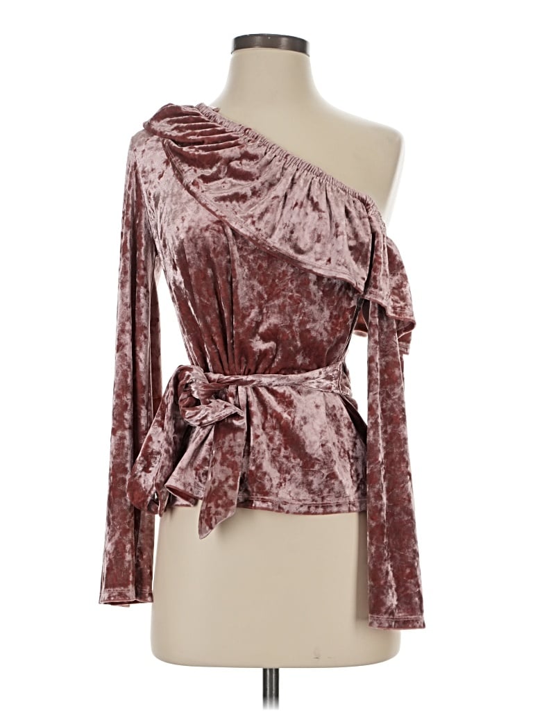 Pre-owned Stylestalker Long Sleeve Blouse In Burgundy