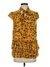 Nicole Miller 100% Polyester Yellow Short Sleeve Blouse Size S - photo 1