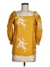 Kindred 100% Polyester Yellow 3/4 Sleeve Blouse Size M - photo 1