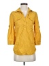 Fei 100% Cotton Yellow 3/4 Sleeve Button-Down Shirt Size 2 - photo 1