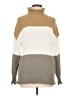 Bibi Color Block Tan Turtleneck Sweater Size L - photo 1