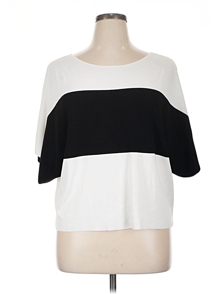 Pre-owned Halogen 3/4 Sleeve T-shirt In White