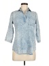 Unbranded 100% Cotton Blue 3/4 Sleeve Button-Down Shirt Size M (estimated) - photo 1
