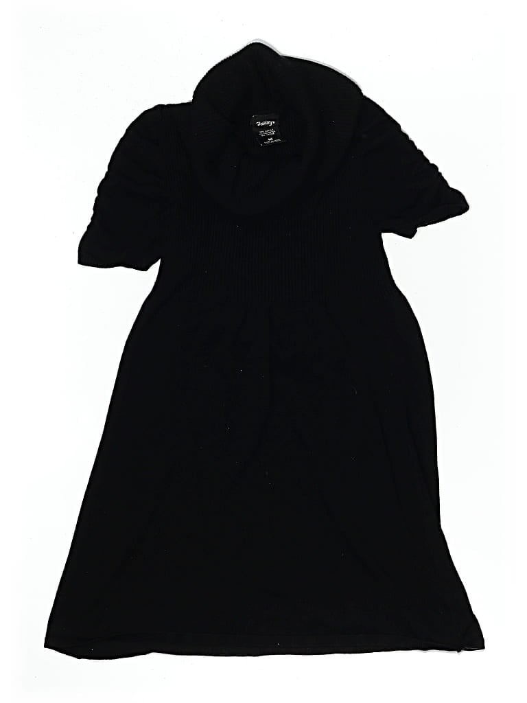 Pre-owned Vanity Short Sleeve Top Black Solid Pattern Turtleneck Tops