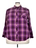 Torrid 100% Rayon Plaid Purple 3/4 Sleeve Button-Down Shirt Size 3X Plus (3) - photo 1