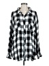 a.n.a. A New Approach 100% Rayon Checkered-gingham Silver Long Sleeve Button-Down Shirt Size M - photo 1