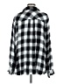 a.n.a. A New Approach 100% Rayon Checkered-gingham Silver Long Sleeve Button-Down Shirt Size M - photo 2