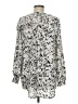 Mossimo 100% Polyester Silver Long Sleeve Blouse Size M - photo 2