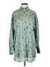 Zara 100% Polyester Stars Green Long Sleeve Blouse Size XS - photo 1