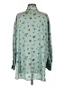 Zara 100% Polyester Stars Green Long Sleeve Blouse Size XS - photo 2