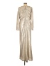 Talbot Runhof 100% Polyester Metallic Silver Cocktail Dress Size M (estimated) - photo 2