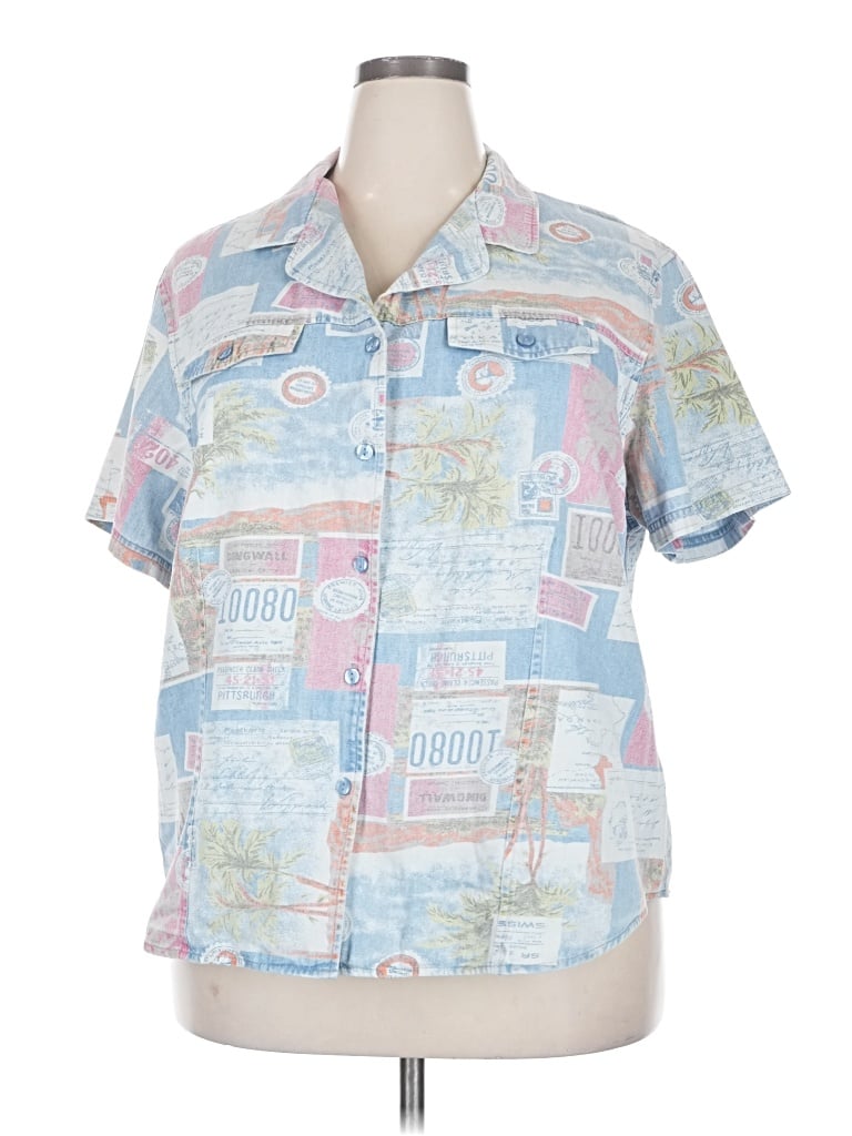 Pre-owned Sag Harbor Short Sleeve Blouse In Blue