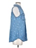 Caffé Marrakesh 100% Lyocell Stars Blue Sleeveless Button-Down Shirt Size S - photo 4