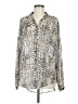 Topshop 100% Polyester Animal Print Silver Long Sleeve Blouse Size 8 - photo 1