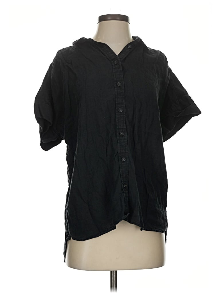 Pre-owned Jcrew Short Sleeve Blouse In Black