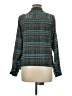 JOA 100% Polyester Plaid Green Teal Long Sleeve Blouse Size M - photo 2